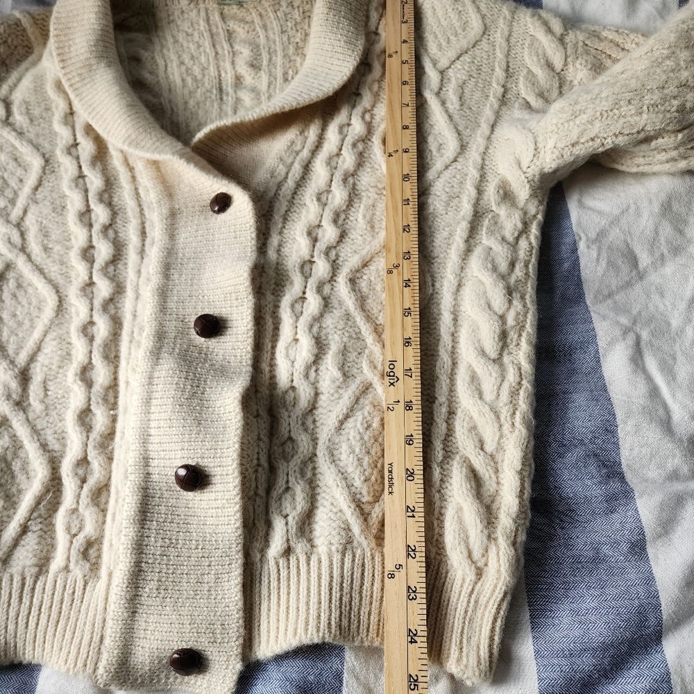 Vintage Irish Cladyknit Wool Aran Fisherman Cardigan Sweater - Picture 10 of 16